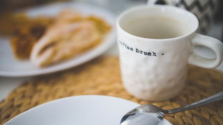 A coffee cup during a coffee break. 