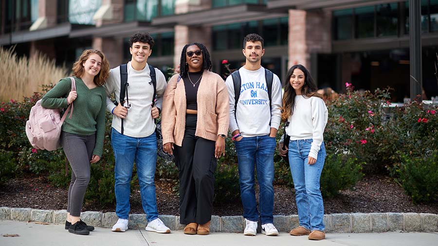 Students outside the University Center. 