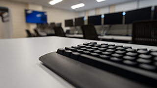 A keyboard in the cybersecurity lab. 