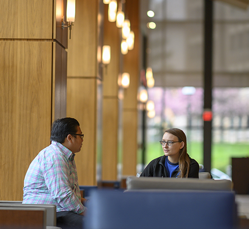 Students Talking at a couch