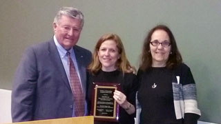 Lisa DeLuca (middle) receives her award from Patrick Brannigan, NJ ASPA president, and Roseanne Mirabella. Lisa DeLuca (middle) receives her award from Patrick Brannigan, NJ ASPA president, and Roseanne Mirabella.