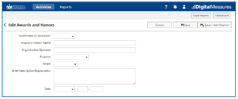 Digital Measures Edit Activities