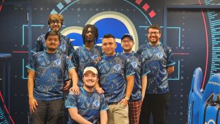 SSBU team picture in the Seton Hall Esports Lab