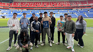 Students at a french stadium during the study abroad program in France