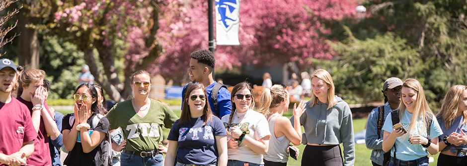 A photo of students on campus.