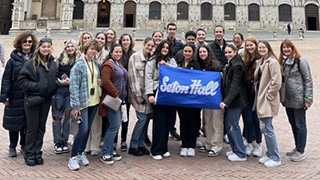 A group of Seton Hall students studying abroad.