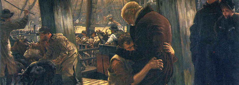 Image of a sailor consoling a man.