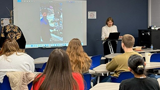 janis aldridge addressing students