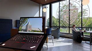 Laptop with seton hall university logo