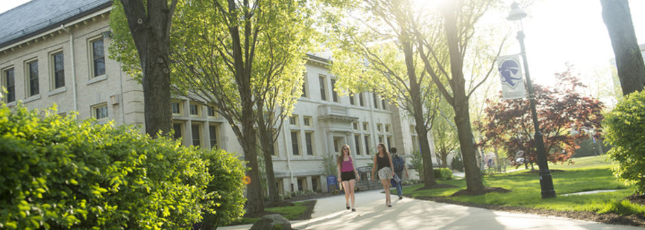 Students walking outside of Bayley Hall