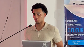 LJ Davis at podium