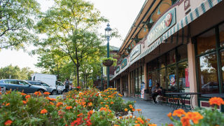 Local businesses in front of the South Orange train station. 