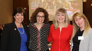 foley,strawser,janet,andkarenx320 Dean Marie Foley, former Provost Karen Boroff, Dean Joyce Strawser, and Janet Fenton