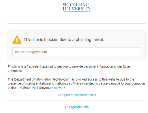 Screenshot showing the new security tool that will block websites that are suspected to contain malware.