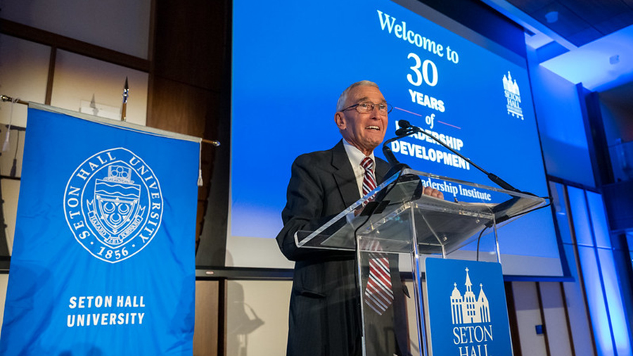 Michael Reuter, Director Emeritus, Buccino Leadership Institute speaks at the Buccino Leadership Institute 30th Anniversary celebration.
