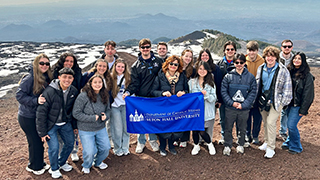 Students at the summit of Mount Etna in Sicily