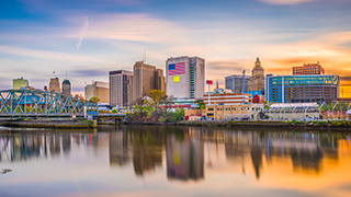 Newark at sunset. Image of Newark at sunset.