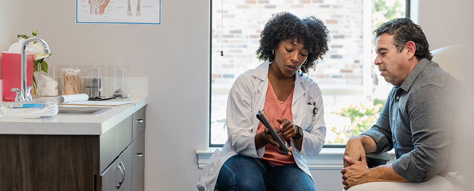 Nurse with Patient in a healthcare office.