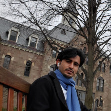 Omer Bin Someda in front of President's Hall.