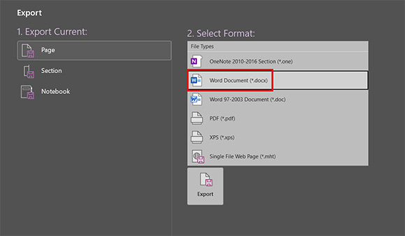 Screenshot of a one note window