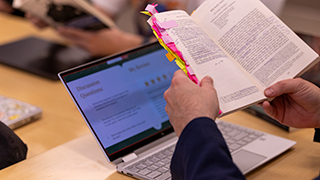 Open book and laptop