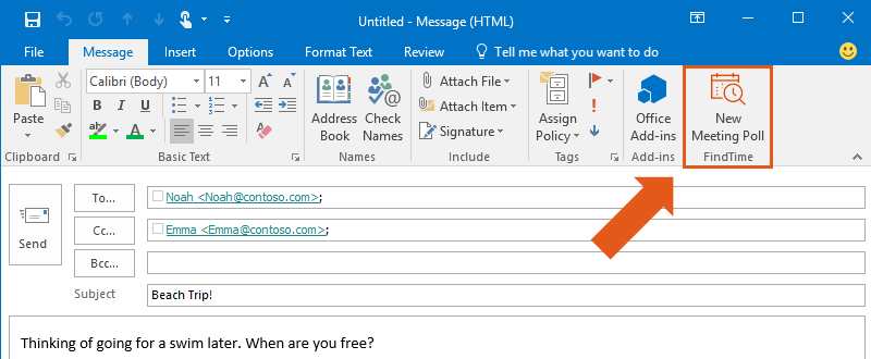 FindTime extension for meeting scheduling in Outlook