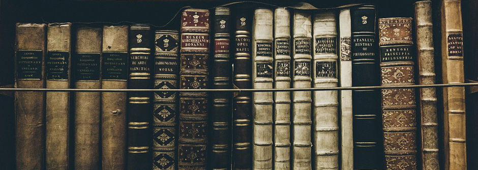 Books of Philosophy on a bookshelf. 