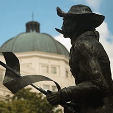 Statue of Pirate on Campus in front of Athletic Center Small