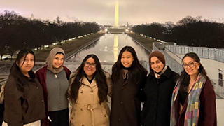 PPAC students standing near the Washington Monument