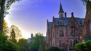 President's Hall at sunset in the summer 