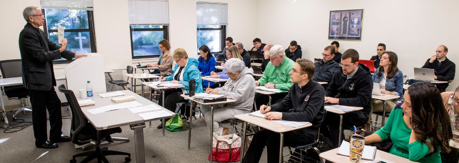 Students learning in a religious course.