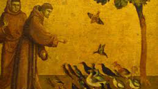 Painting of Francis preaching to birds