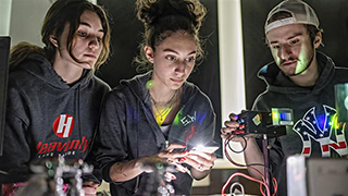 Seton Hall students working in a lab on campus.