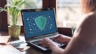 Green alert on laptop