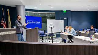 professor giving a lecture at Seton Law