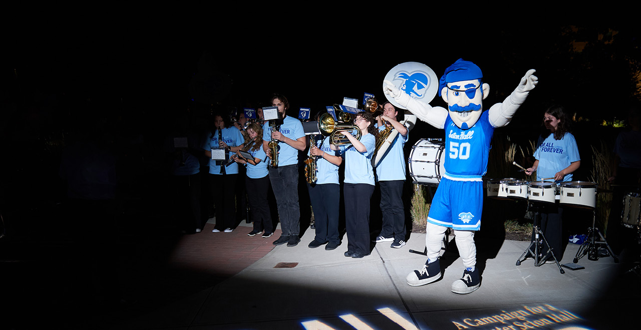 Seton Hall Pirate at the Campaign Launch