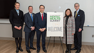 President Passerini with Merodie Hancock, President of Thomas Edison State University, Joseph Marbach, President of Georgian Court University, Teik Lim, President of NJIT, and Anthony Iacono, President of CCM, and Chair of the New Jersey Presidents Council.