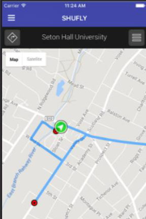 Screenshot of tracking the SHUFLY on a mobile device.