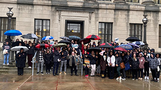 A photo of social work students at a rally.