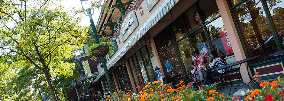 Photo of South Orange Village shops near the train station.