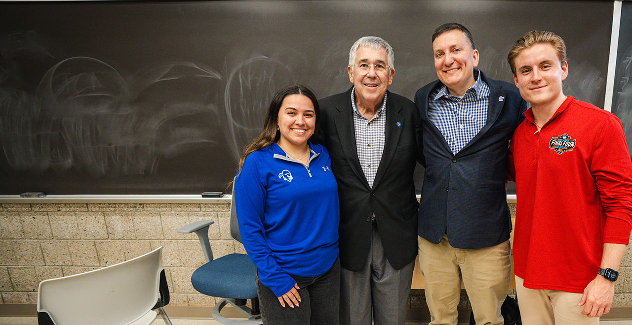 Seton Hall student with BJ Schecter and Bob Ley