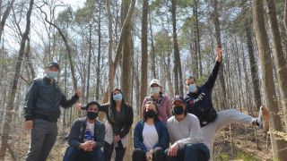 Selfie from HikeHike Group PhotoStudents hiking in Watchung Reservation in NJ