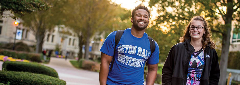 Students walking on campus. 