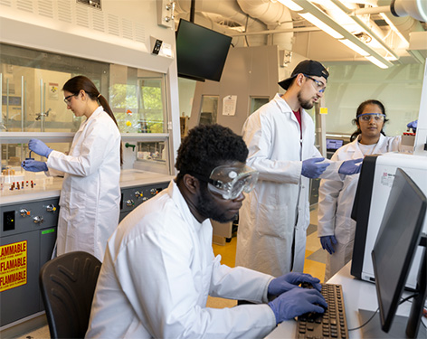 Students conducting research in a chemistry lab.