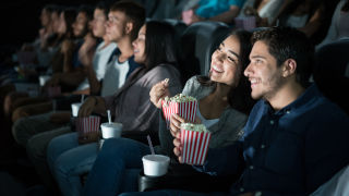 students watch a movie