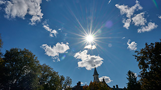 sun over President's Hall