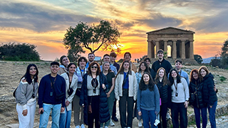 Students in Italy during sunset