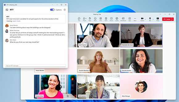 Screenshot of live captions in teams meeting