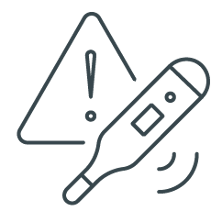 Thermometer A thermometer icon and emergency warning icon.