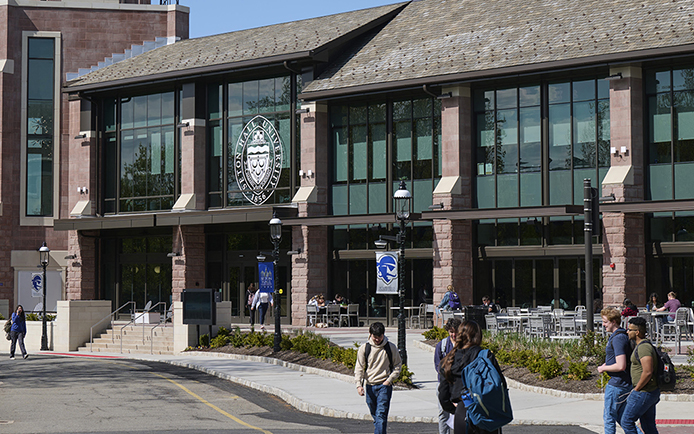 Open House Students walking near the University Center